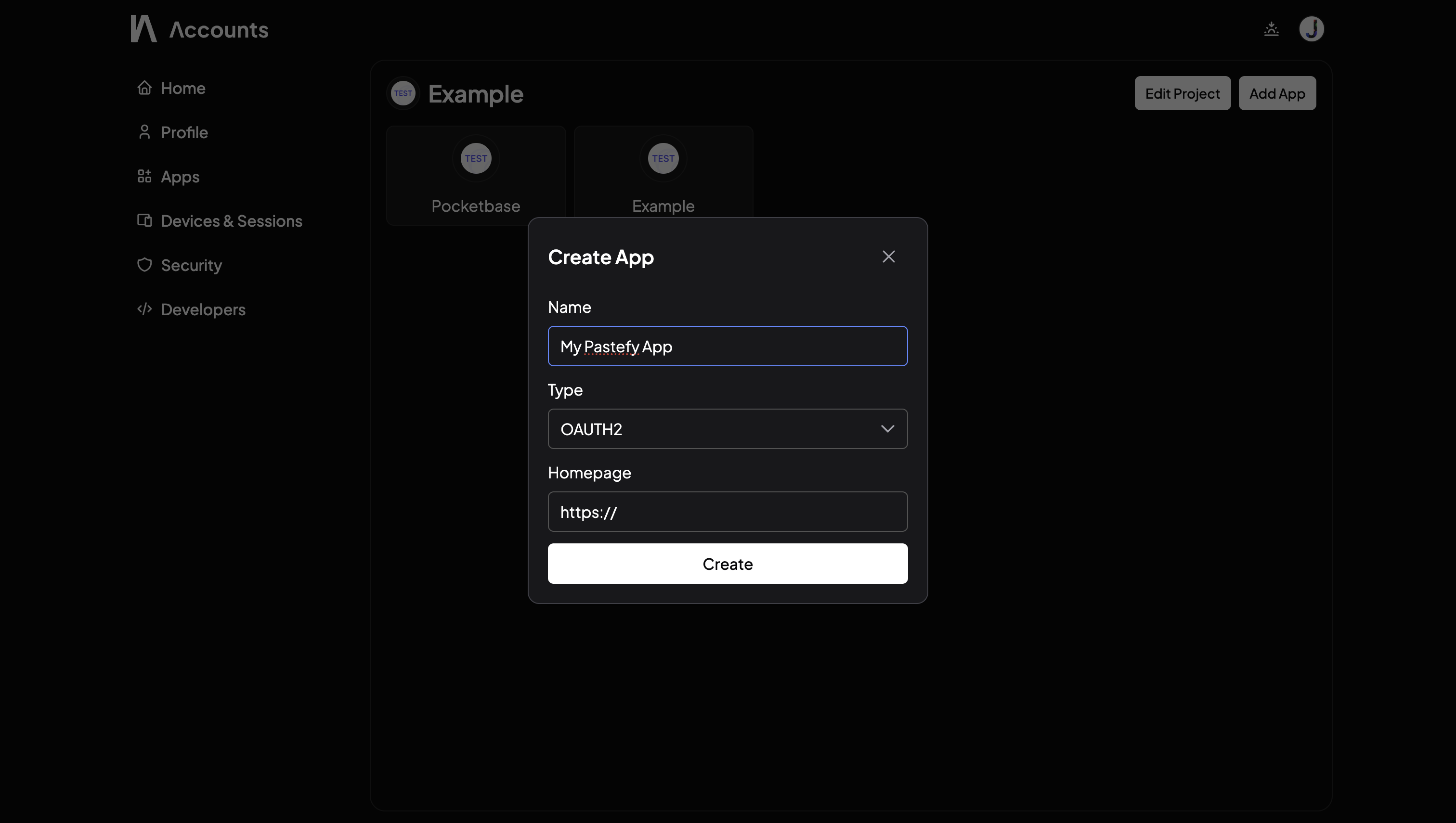 Create OAuth2 App